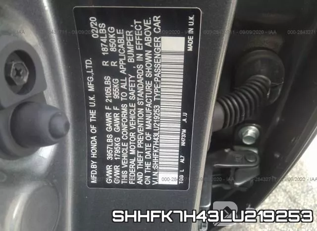 SHHFK7H43LU219253 фото 10