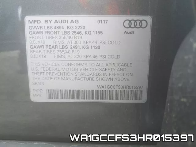 WA1GCCFS3HR015397 фото 2