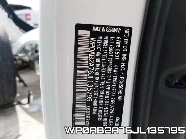 WP0AB2A76JL135795 фото 2