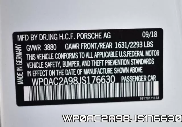 WP0AC2A98JS176630 фото 2
