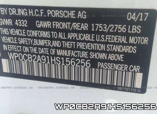 WP0CB2A91HS156256 фото 10