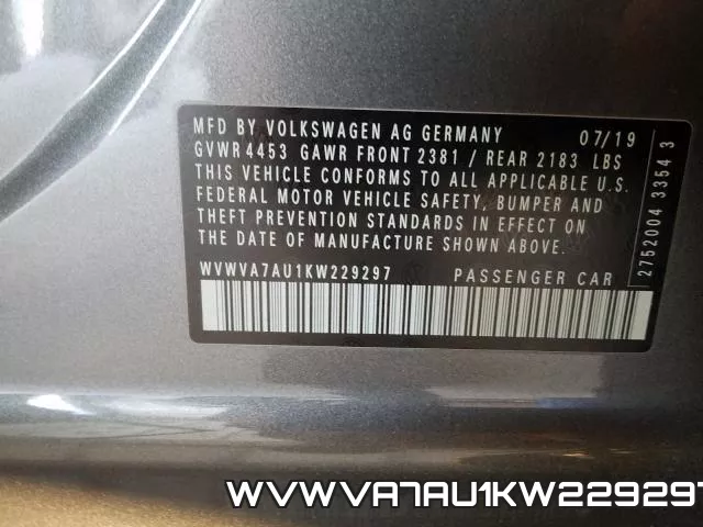 WVWVA7AU1KW229297 фото 2