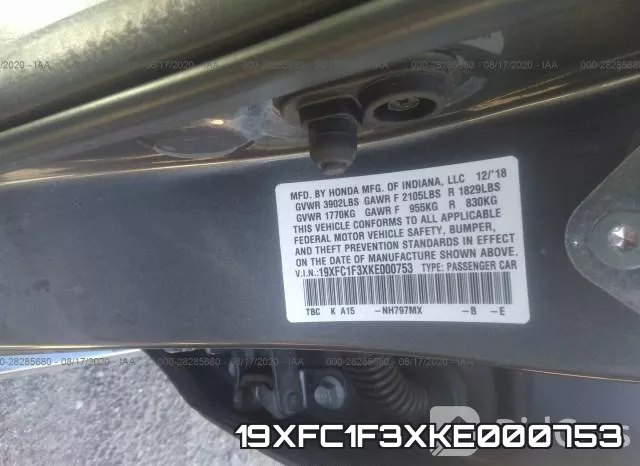 19XFC1F3XKE000753 фото 10