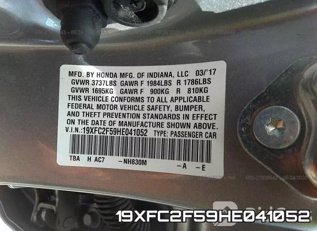19XFC2F59HE041052 фото 10