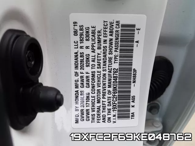19XFC2F69KE048762 фото 2