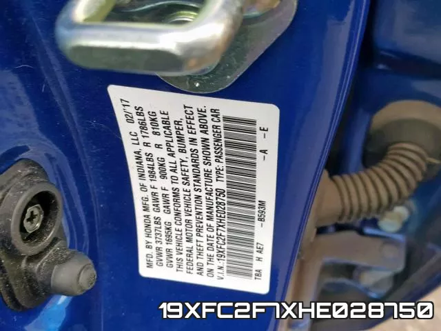 19XFC2F7XHE028750 фото 2