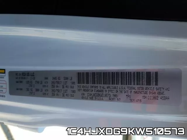 1C4HJXDG9KW510573 фото 2