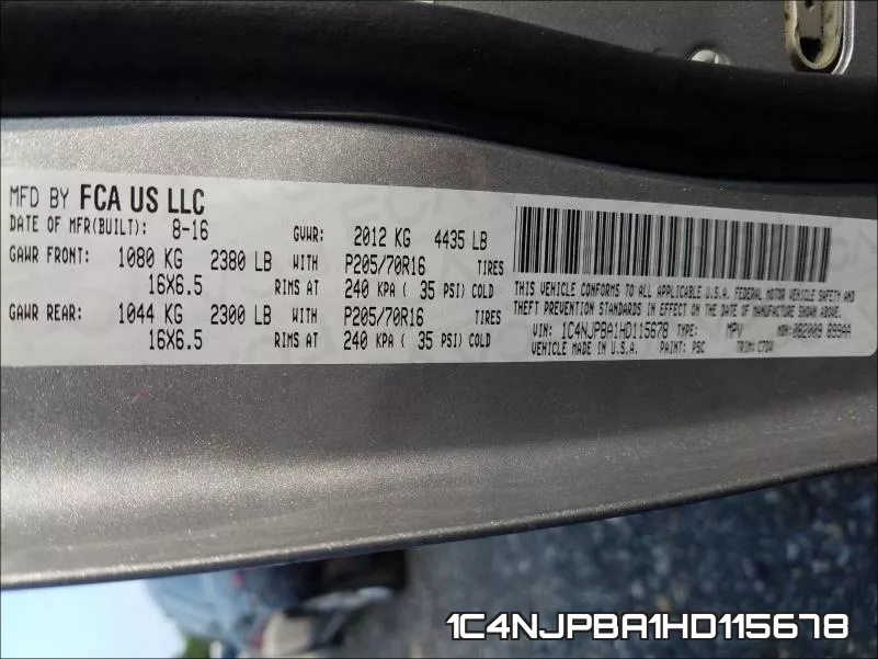 1C4NJPBA1HD115678 фото 2