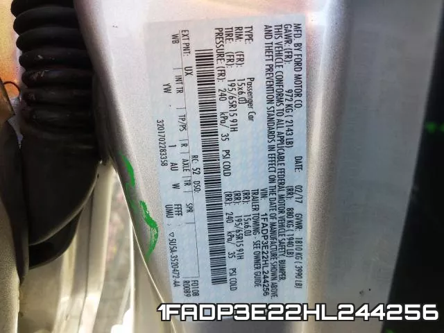 1FADP3E22HL244256 фото 2