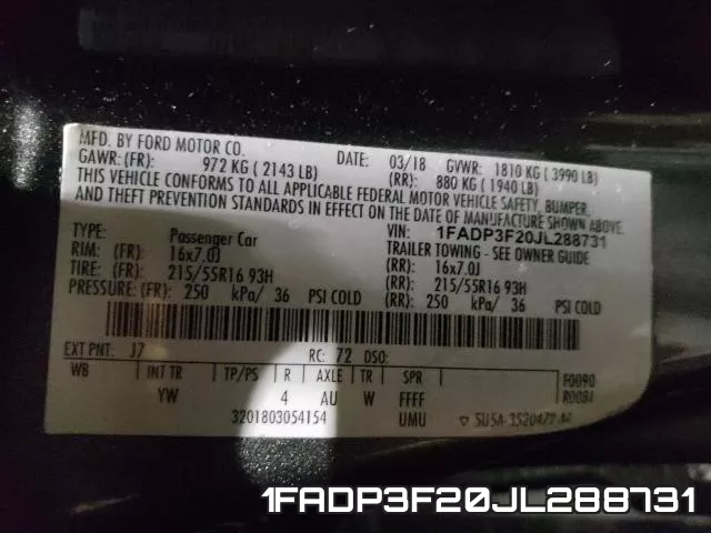 1FADP3F20JL288731 фото 2