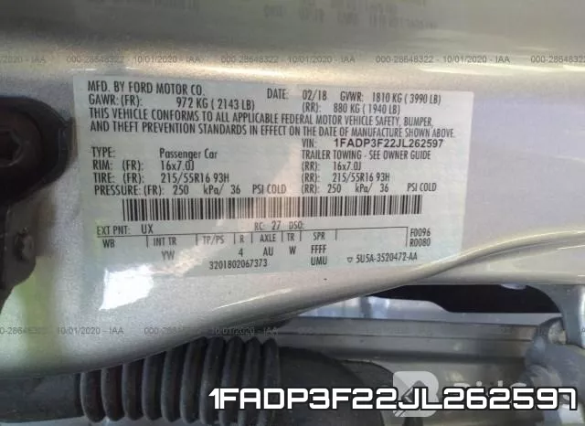 1FADP3F22JL262597 фото 10