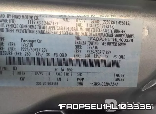 1FADP5EU1HL103336 фото 10