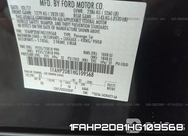 1FAHP2D81HG109568 фото 10