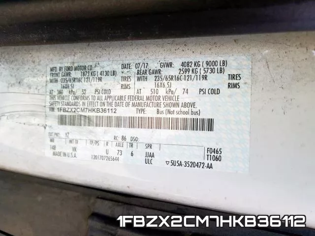 1FBZX2CM7HKB36112 фото 2