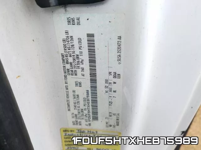 1FDUF5HTXHEB75989 фото 2