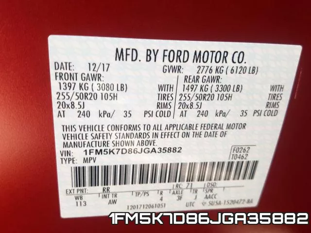 1FM5K7D86JGA35882 фото 2