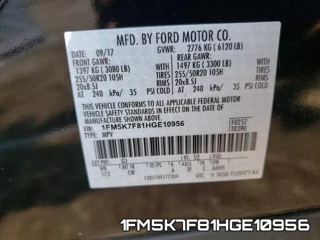 1FM5K7F81HGE10956 фото 2