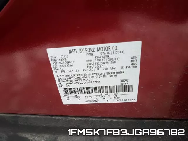 1FM5K7F83JGA96782 фото 2