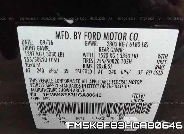 1FM5K8F83HGA80646 фото 10