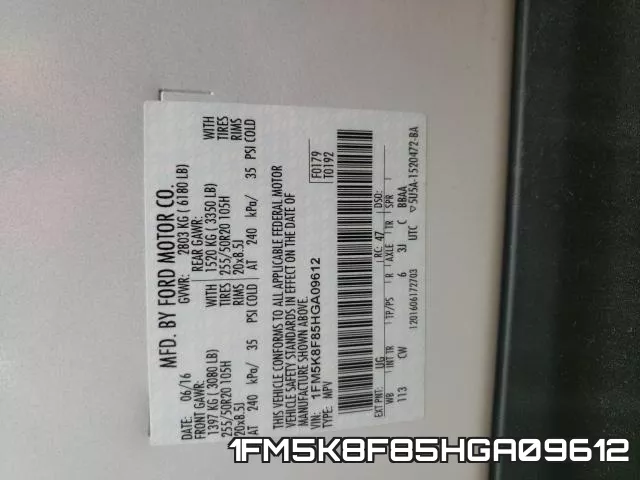 1FM5K8F85HGA09612 фото 2