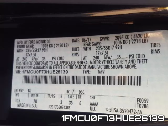 1FMCU0F73HUE26139 фото 2