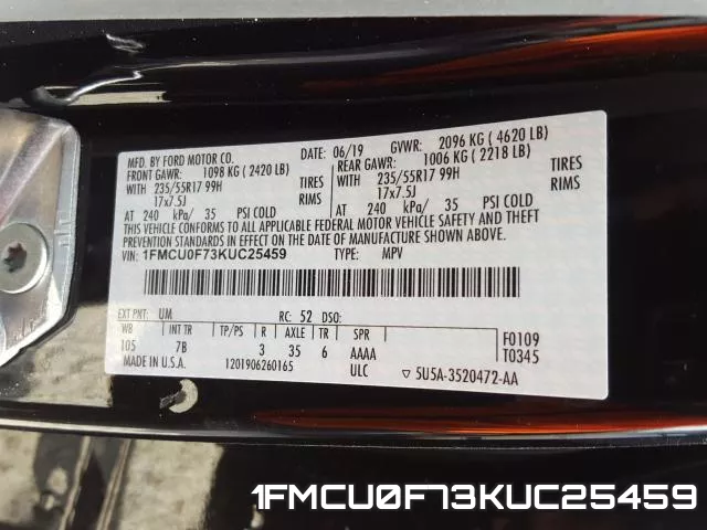 1FMCU0F73KUC25459 фото 2