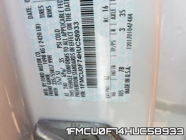 1FMCU0F74HUC58933 фото 2