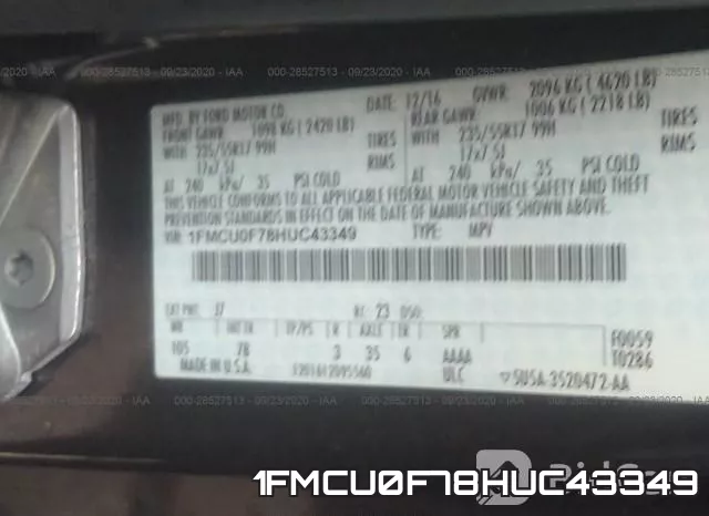1FMCU0F78HUC43349 фото 10