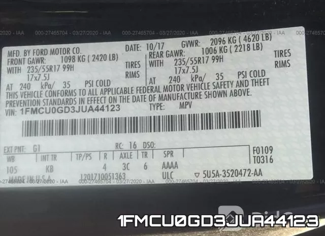 1FMCU0GD3JUA44123 фото 10