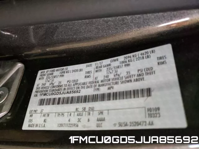 1FMCU0GD5JUA85692 фото 2