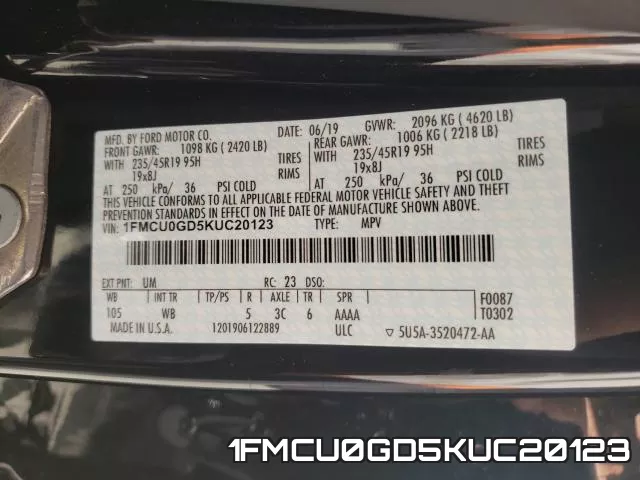 1FMCU0GD5KUC20123 фото 2