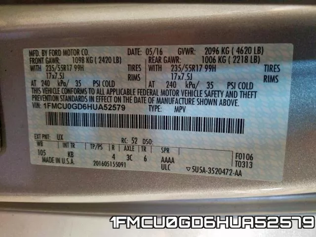 1FMCU0GD6HUA52579 фото 2