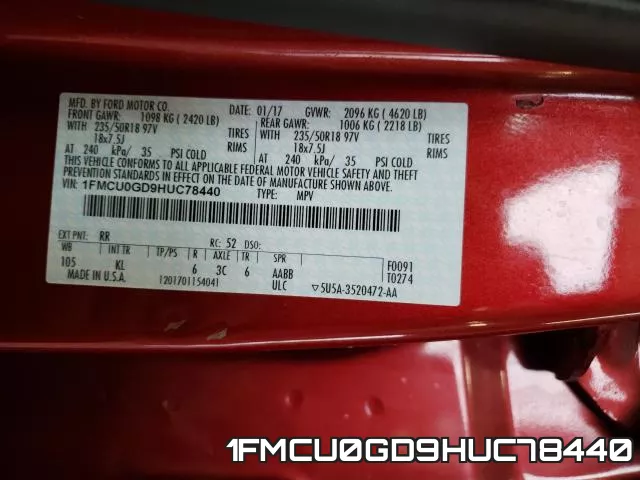 1FMCU0GD9HUC78440 фото 2