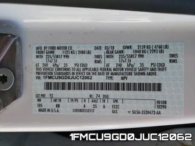 1FMCU9GD0JUC12062 фото 2