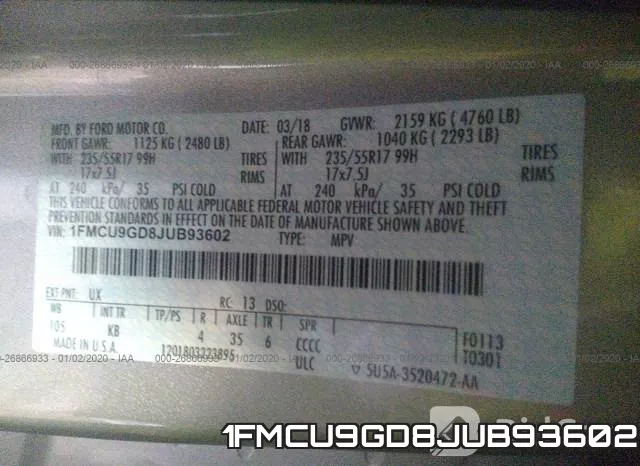 1FMCU9GD8JUB93602 фото 10