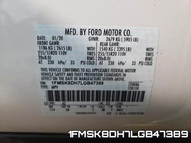 1FMSK8DH7LGB47389 фото 2