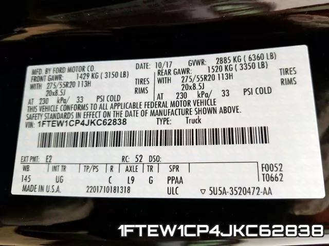 1FTEW1CP4JKC62838 фото 2
