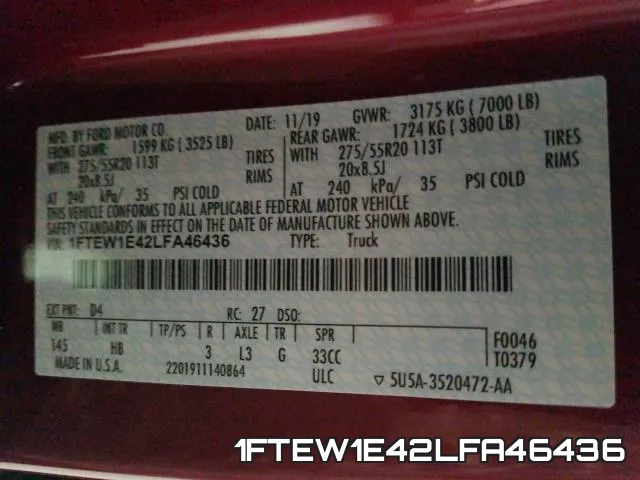 1FTEW1E42LFA46436 фото 2