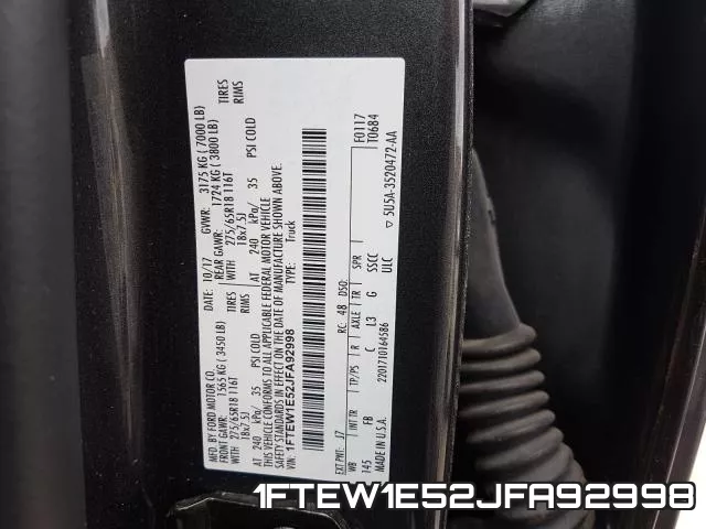 1FTEW1E52JFA92998 фото 2