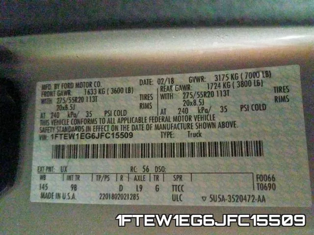 1FTEW1EG6JFC15509 фото 2