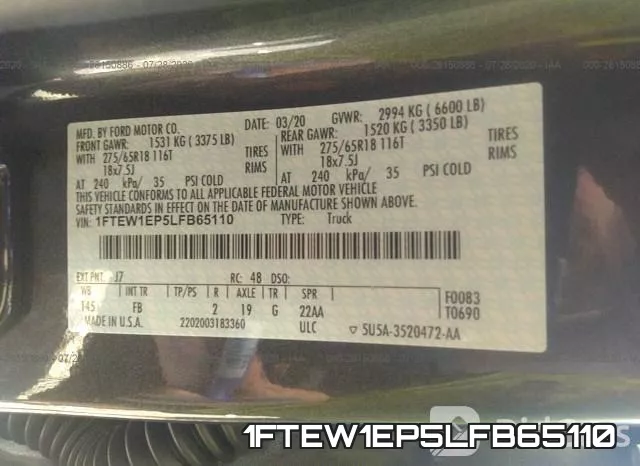 1FTEW1EP5LFB65110 фото 10