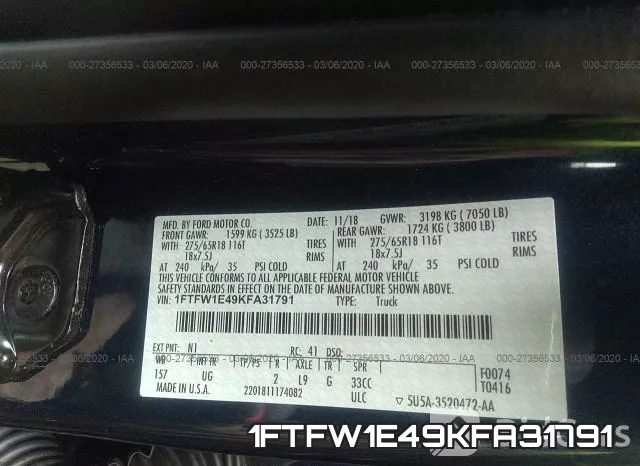 1FTFW1E49KFA31791 фото 10