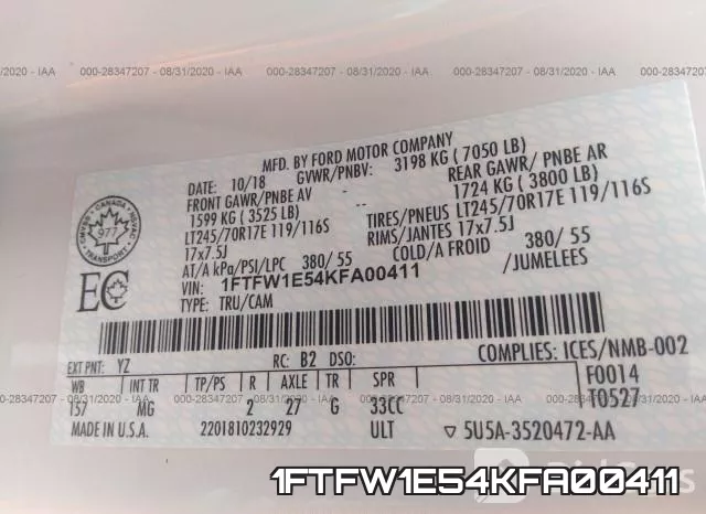 1FTFW1E54KFA00411 фото 10