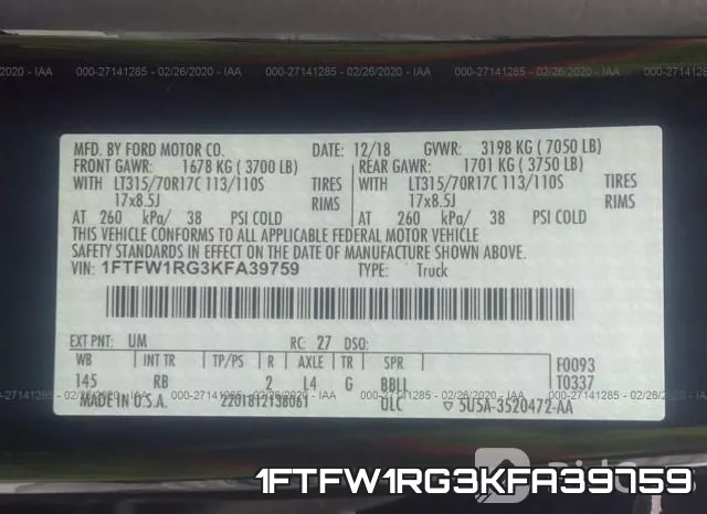 1FTFW1RG3KFA39759 фото 10