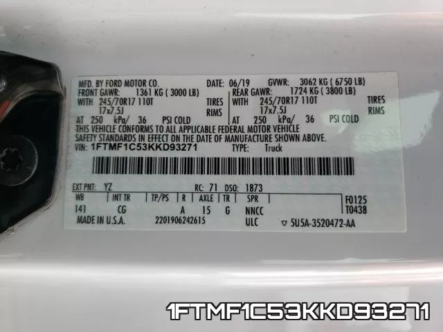 1FTMF1C53KKD93271 фото 2