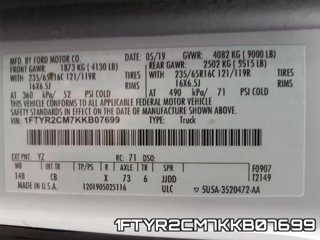 1FTYR2CM7KKB07699 фото 2