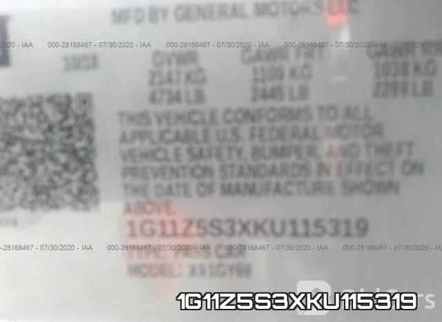 1G11Z5S3XKU115319 фото 10