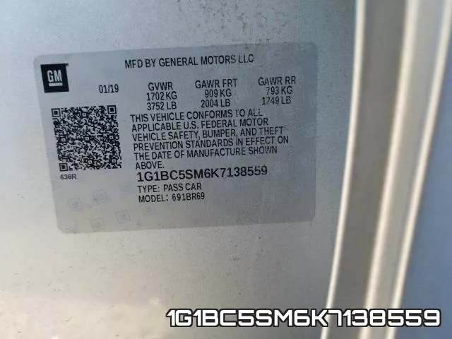 1G1BC5SM6K7138559 фото 2