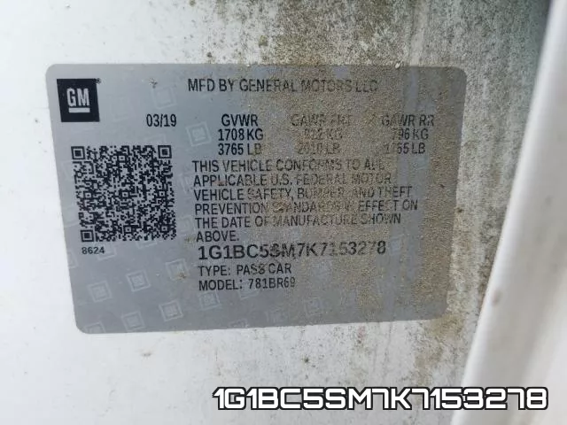 1G1BC5SM7K7153278 фото 2
