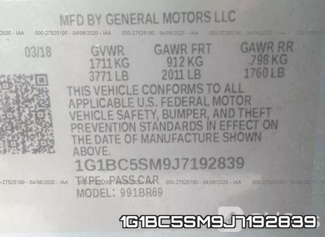 1G1BC5SM9J7192839 фото 9